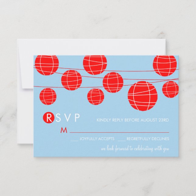 Carte de réponse Lanternes en papier chinoises ble (Devant)