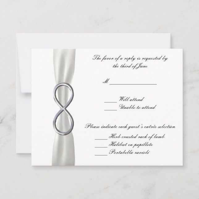 Carte de réponse Mariage blanc Silver Infinity (Devant)