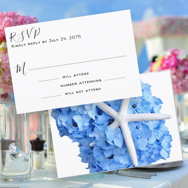 Carte de réponse Mariage bleu du jardin maritime (Créateur téléchargé)
