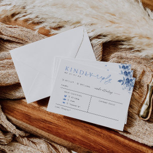 Carte de réponse Mariage Blue Toile avec choix de 