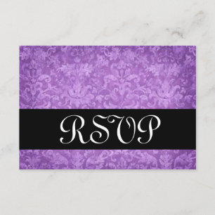 Carte de réponse Mariage Brocade violet RSVP V