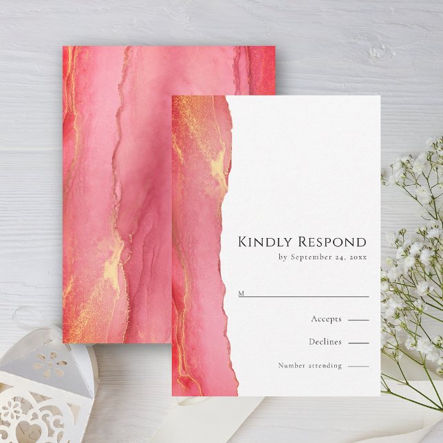 Carte de réponse Mariage Chic Pink Art RSVP (Créateur téléchargé)