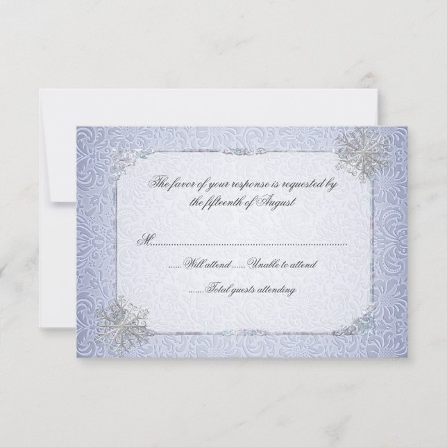 Carte de réponse Mariage Crystal Blue Snowflake (Devant)