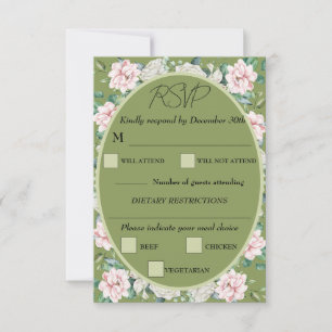 Carte de réponse Mariage d'adhérence florale éléga