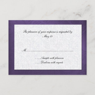 Carte de réponse Mariage damassé violet
