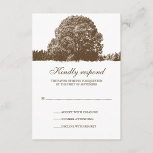 Carte de réponse Mariage de automne Brown de chêne