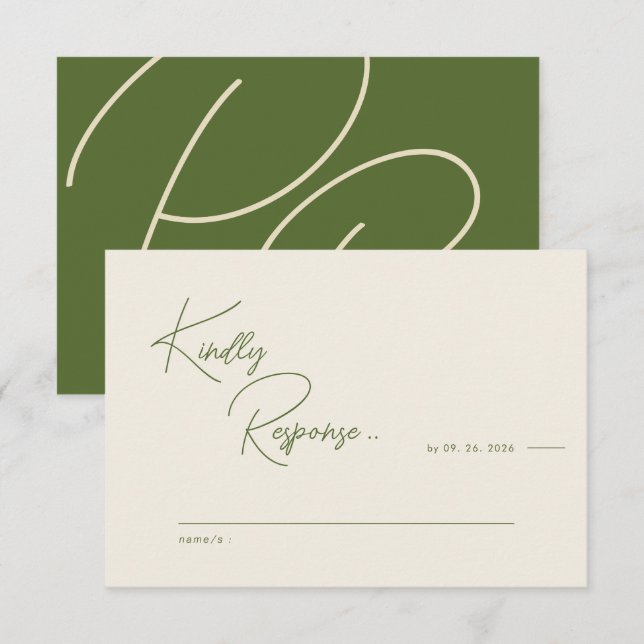 Carte de réponse Mariage de charme Rustique modern (Devant / Derrière)