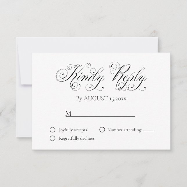 Carte de réponse Mariage de script élégant (Devant)