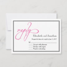 Carte de réponse Mariage de script rose simple