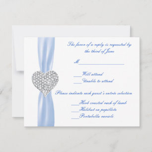 Carte de réponse Mariage Diamond Heart Blue