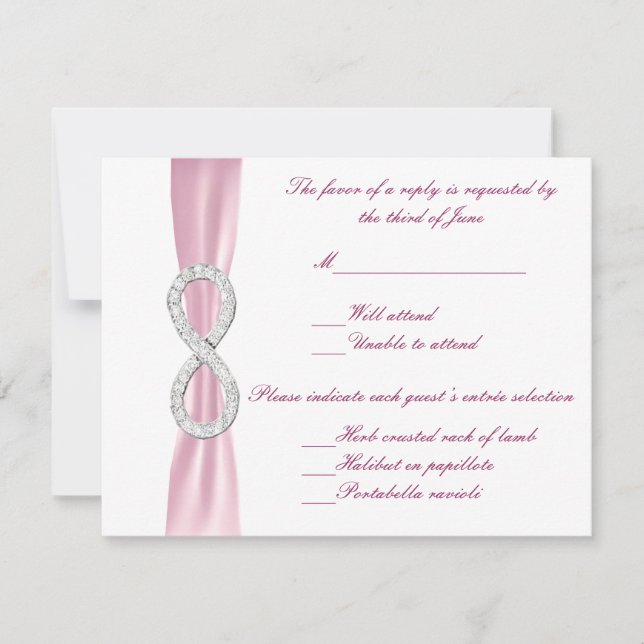 Carte de réponse Mariage d'Infinité Diamant rose (Devant)