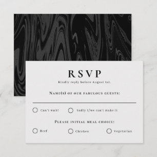 Carte de réponse mariage en marbre noir moderne