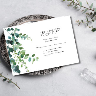 Carte de réponse Mariage Eucalyptus Vert intempore