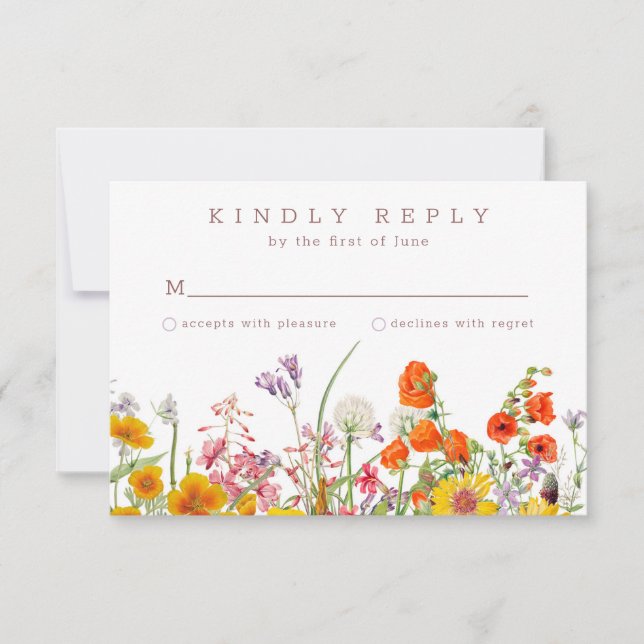 Carte de réponse Mariage fleur sauvage (Devant)