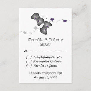 Carte de réponse Mariage Geeky Gamers (Argent/Viol