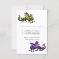 Carte de réponse Mariage Gold Purple Dragon