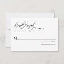 Carte de réponse Mariage initial minimaliste moder