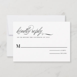 Carte de réponse Mariage initial minimaliste moder