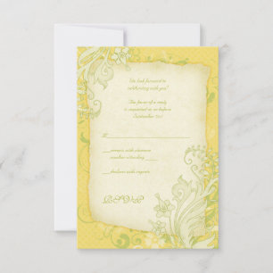 Carte de réponse Mariage jaune, vert, ivoire