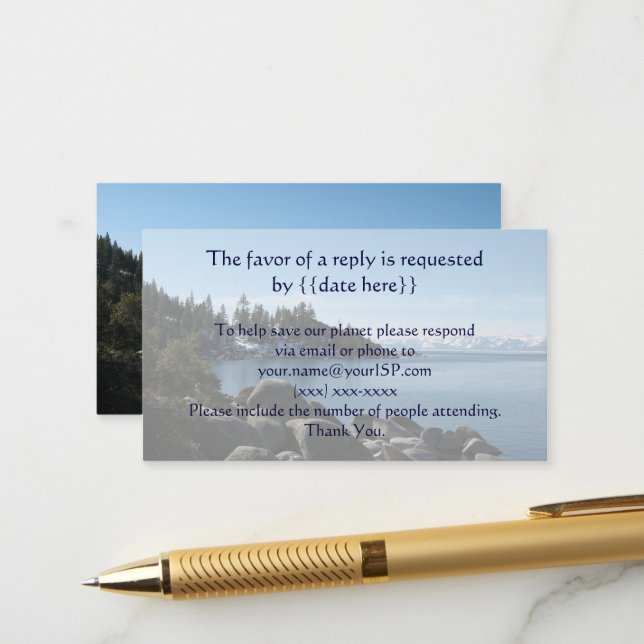 Carte de réponse Mariage Lake Tahoe (Devant/Arrière en situation)