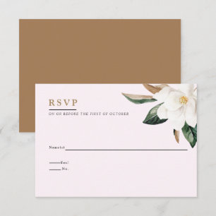 Carte de réponse Mariage Magnolia  Rose pâle