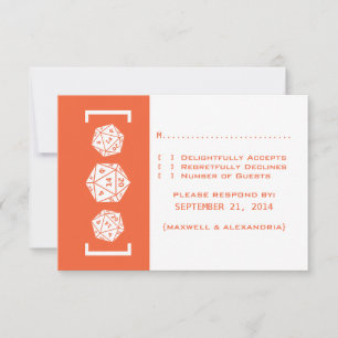 Carte de réponse Mariage Orange D20 Dice Gamer