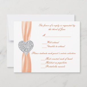 Carte de réponse Mariage orange Diamond Heart