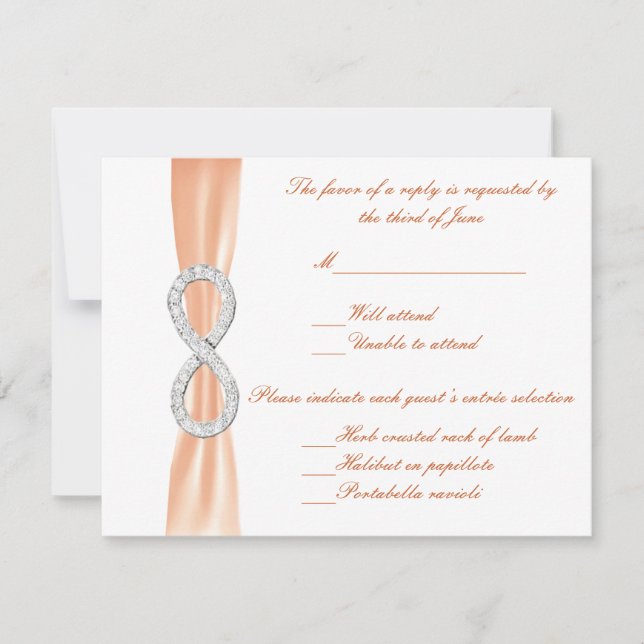 Carte de réponse Mariage Orange Diamond Infinity (Devant)