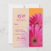 Carte de réponse Mariage orange et rose Gerbera Da