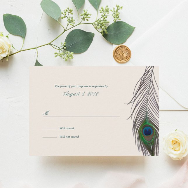 Carte de réponse Mariage Peacock vintage (Créateur téléchargé)