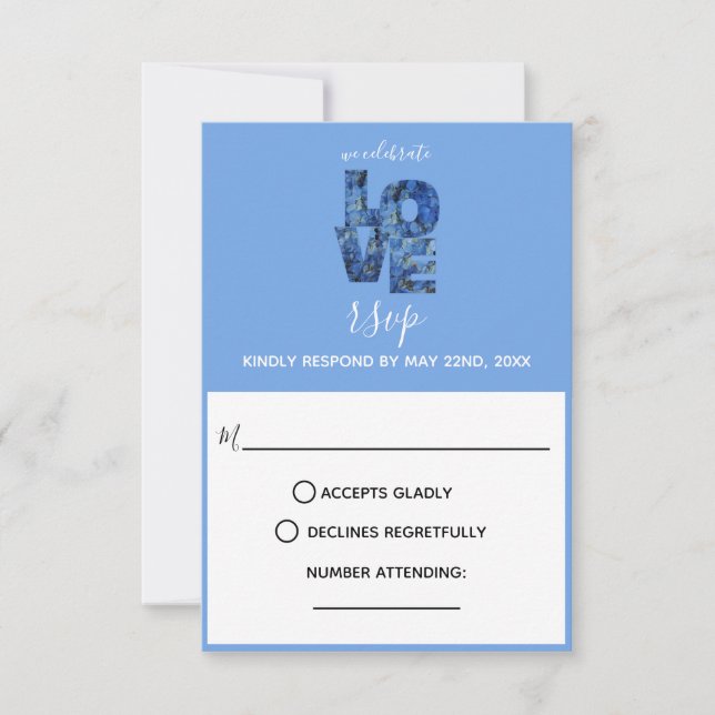 Carte de réponse Mariage Periwinkle Blue Hydrangea (Devant)