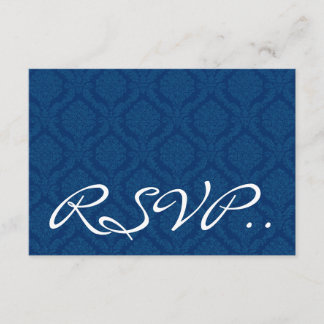 Carte de réponse Mariage RSVP bleu marine Damask