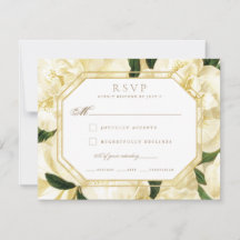Carte de réponse mariage RSVP *Golden Blooms*