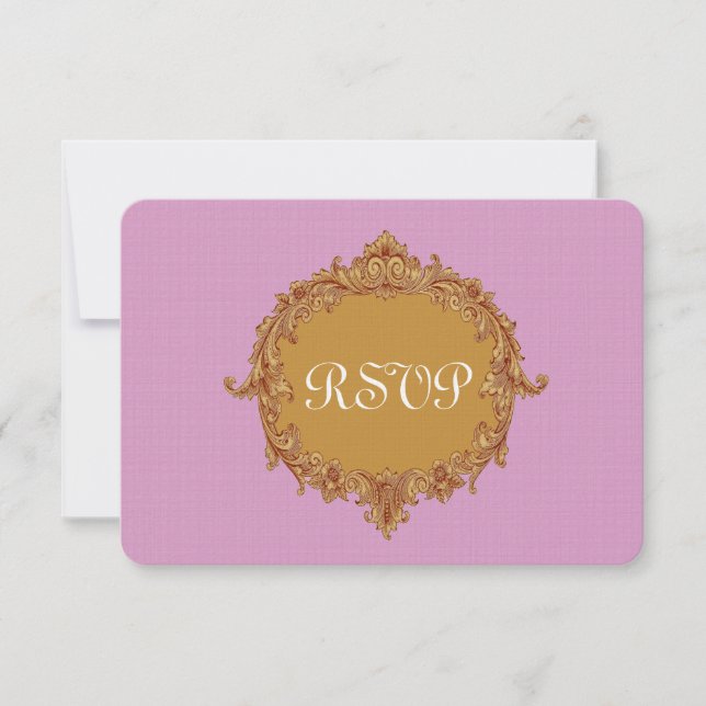 Carte de réponse Mariage RSVP rose et or (Devant)