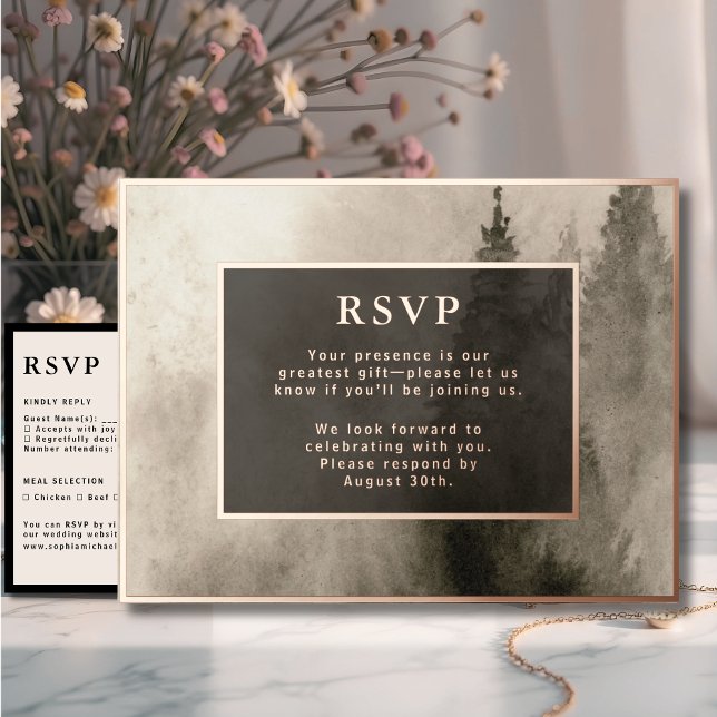 Carte de réponse Mariage RSVP Russe Aquarelle (Créateur téléchargé)