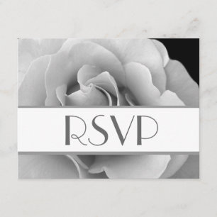 Carte de réponse Mariage RSVP Silver White Rose