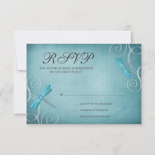 Carte de réponse Mariage turquoise Blue Dragonfly  (Devant)