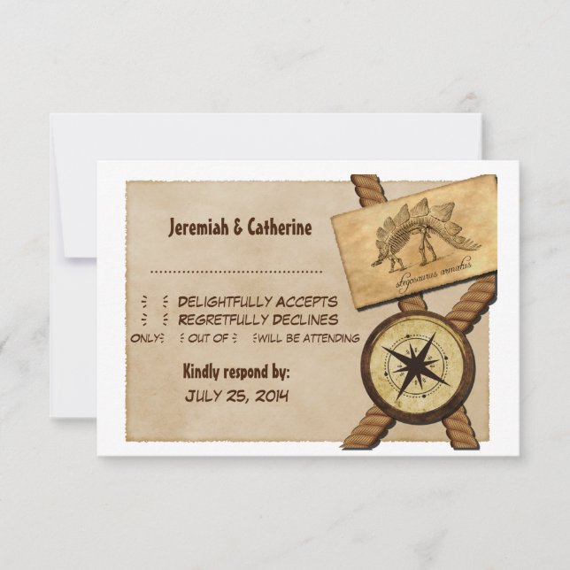 Carte de réponse Mariage vintage Adventure v5 (Devant)
