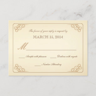 Carte de réponse Mariage Vintage RSVP