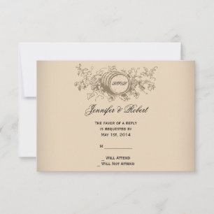 Carte de réponse Mariage vintage Winery