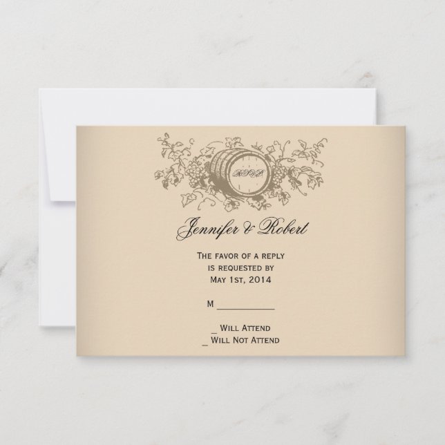 Carte de réponse Mariage vintage Winery (Devant)