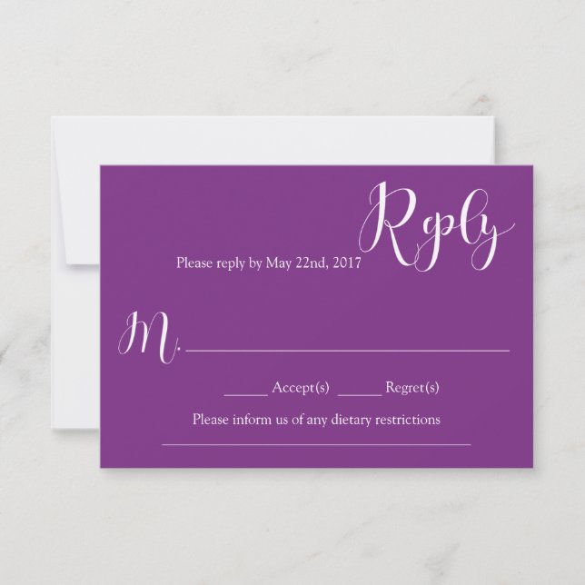Carte de réponse Mariage violet (Devant)