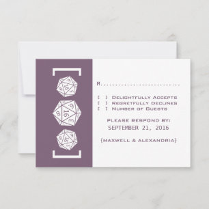 Carte de réponse Mariage violet D20 Dice Gamer 16r