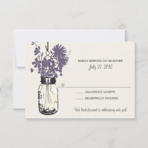 Carte de réponse Mason Jar & Fleurs sauvages