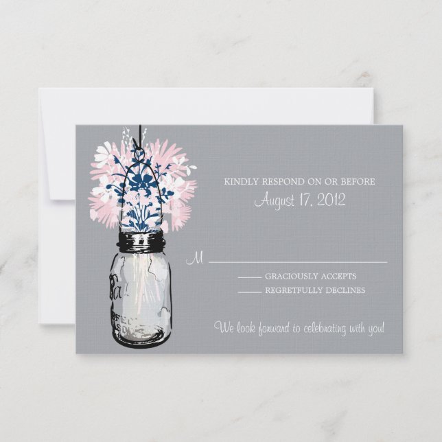 Carte de réponse Mason Jar & Fleurs sauvages (Devant)