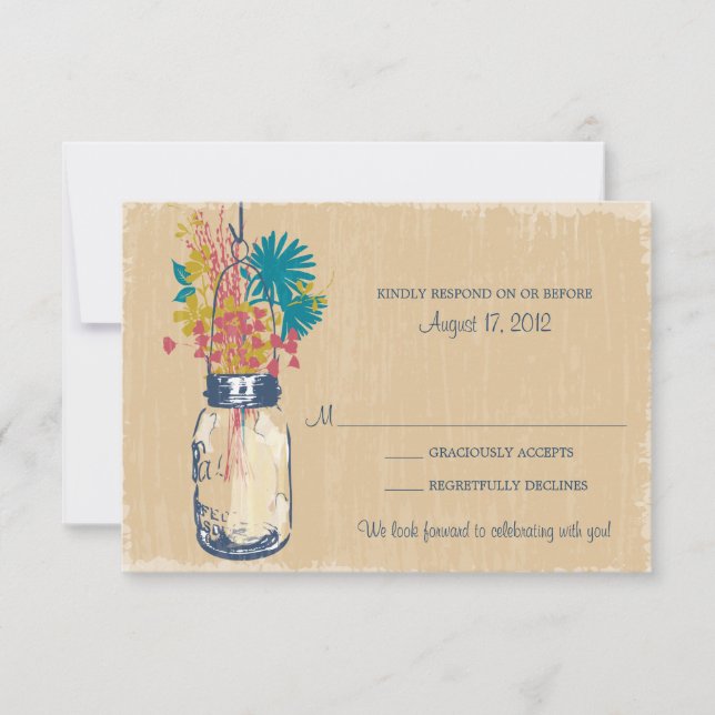 Carte de réponse Mason Jar & Wildflowers (Devant)