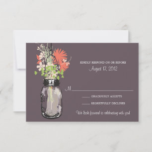 Carte de réponse Mason Jar & Wildflowers