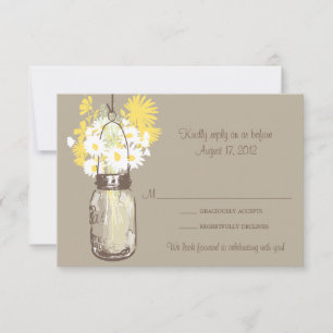 Carte de réponse Mason Jar & Wildflowers