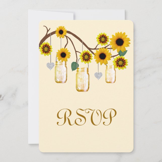 Carte de réponse Mason Jaune Fleurs Mason Jars (Devant)