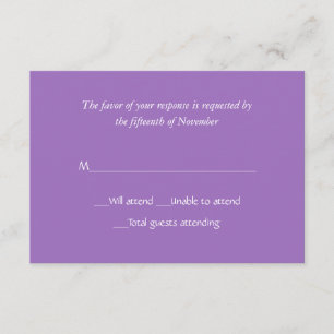 Carte de réponse Mauve tout usage